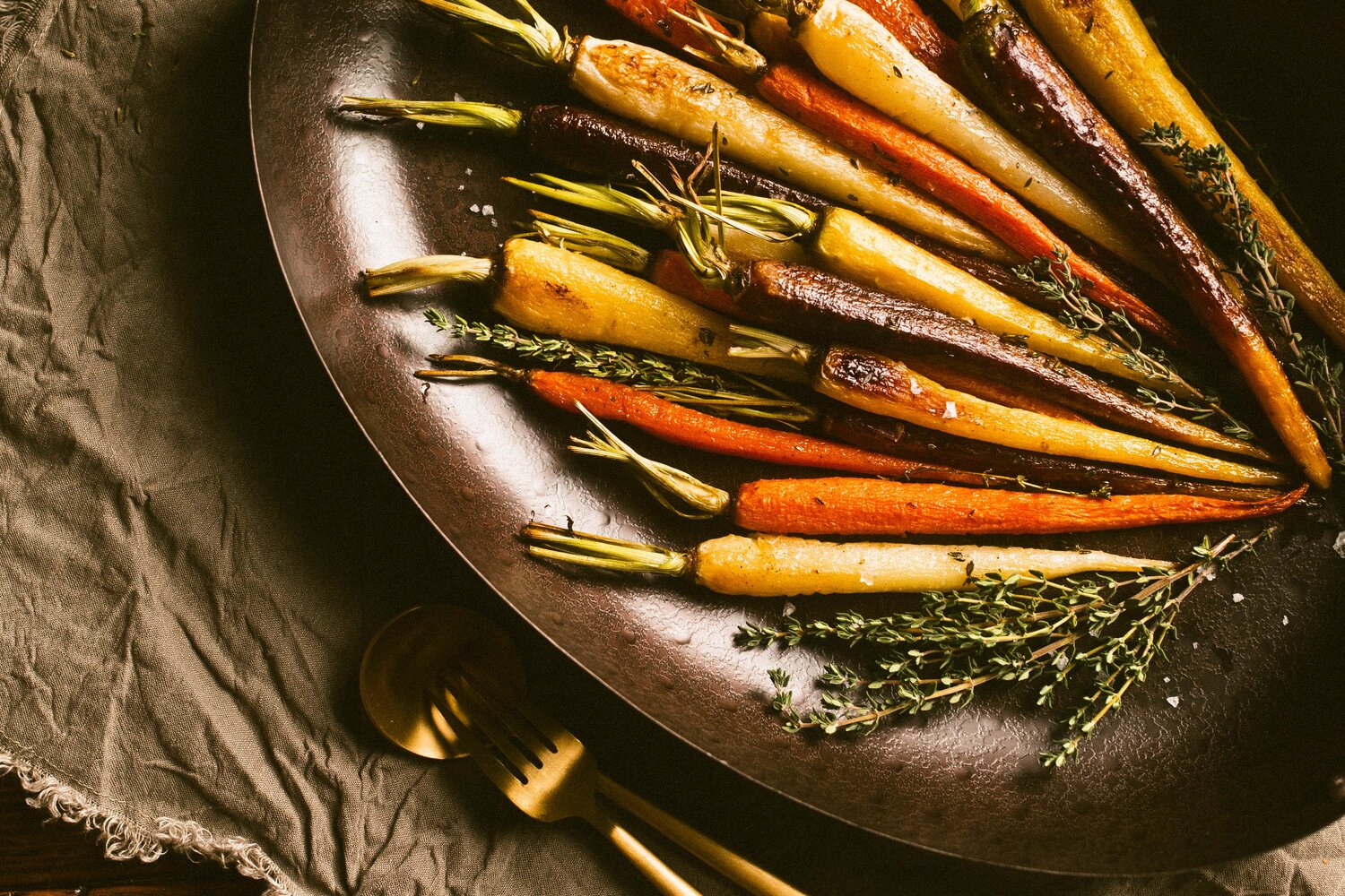 Thyme Roasted Rainbow Carrots