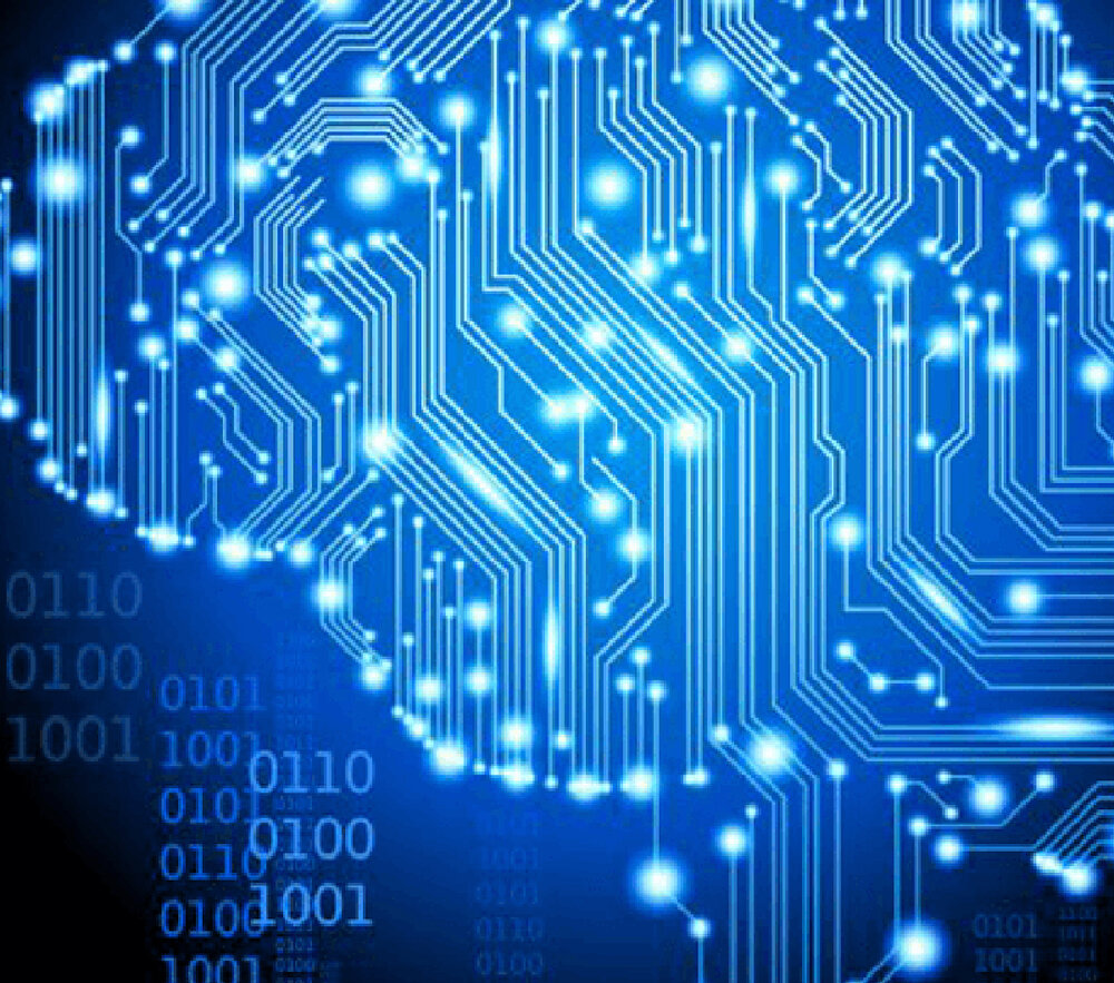 A brain with circuit board wiring