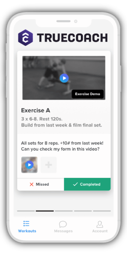App screen with an excercise