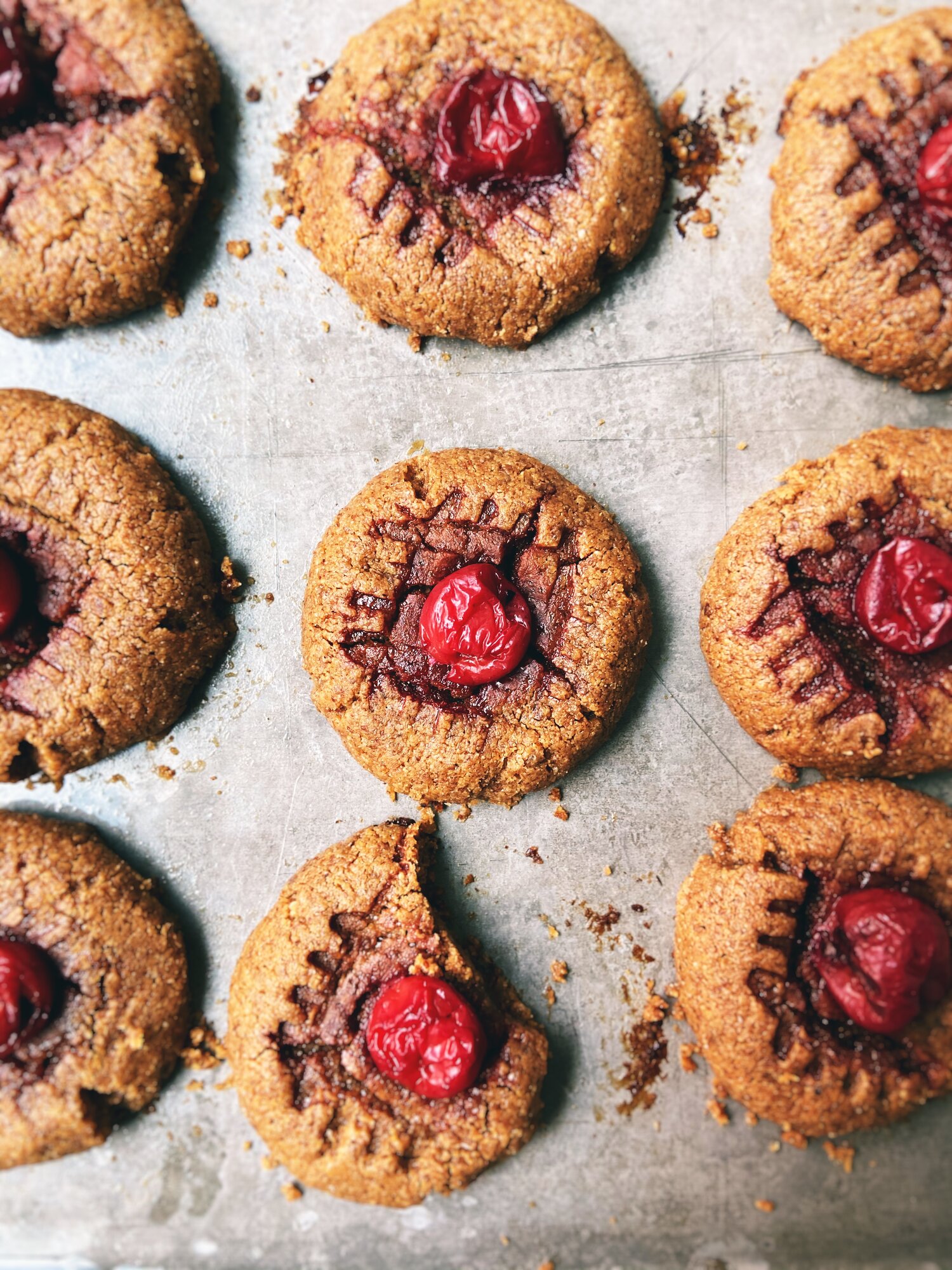 Cherry Almond Butter Cookies (Vegan, Grain-Free, and just 5 Ingredients!)