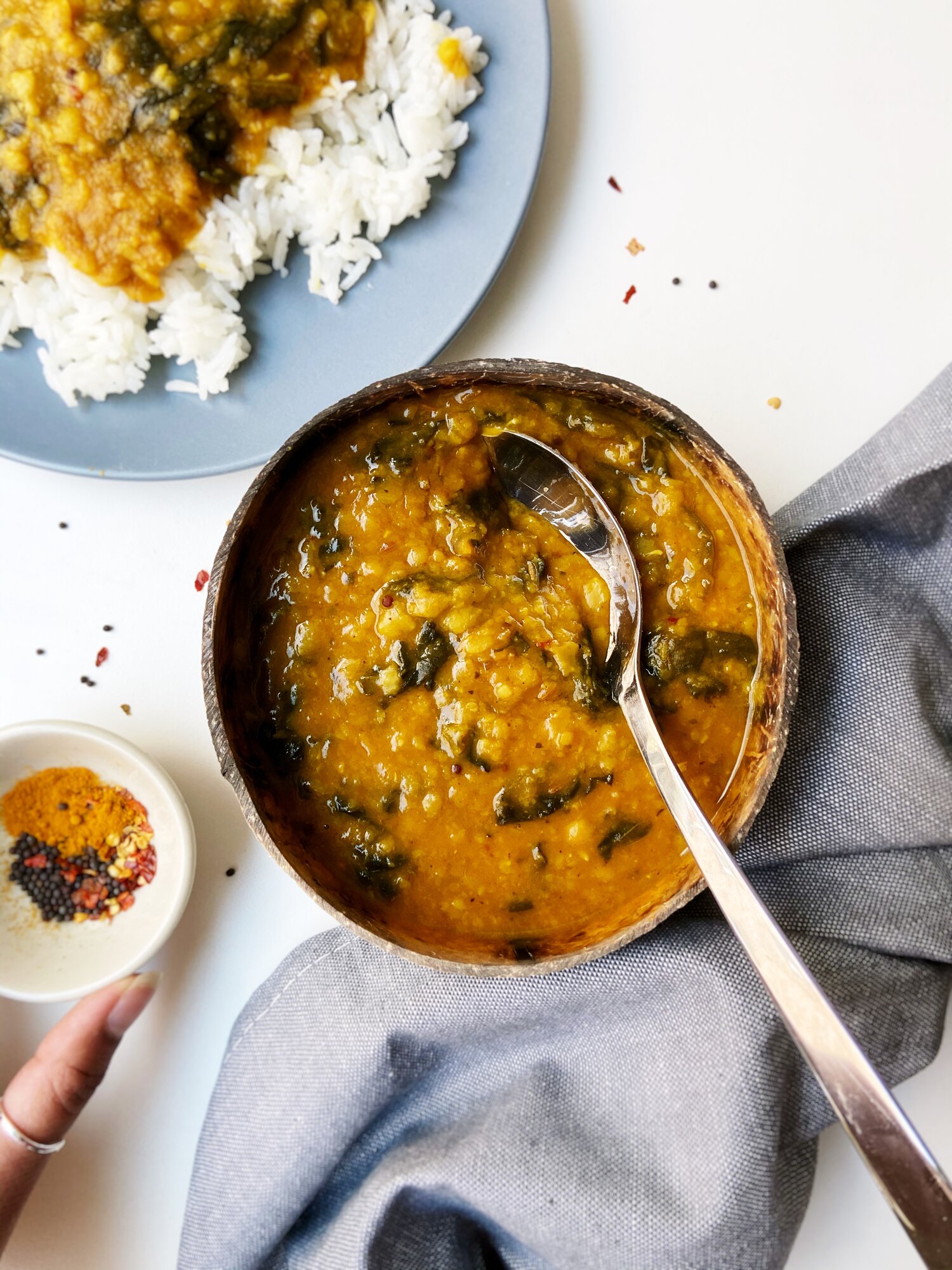 Spinach and Tomato Dal (Vegan, Gluten-Free, Nut-Free)