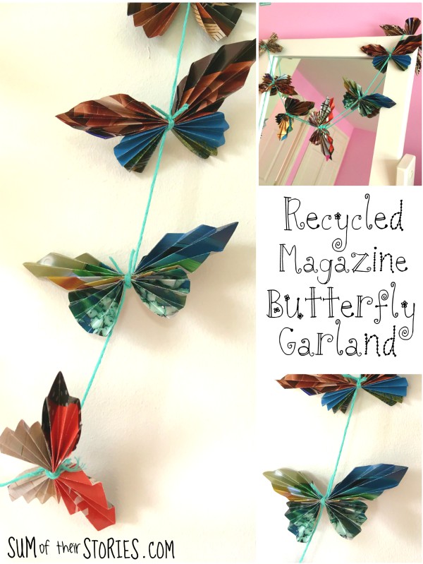  upcycled magazine butterfly garland 