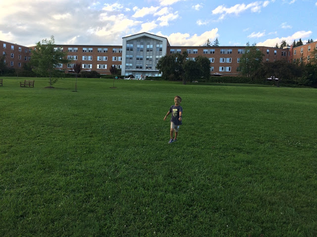 5 year old Eli running on the Kripalu's grounds