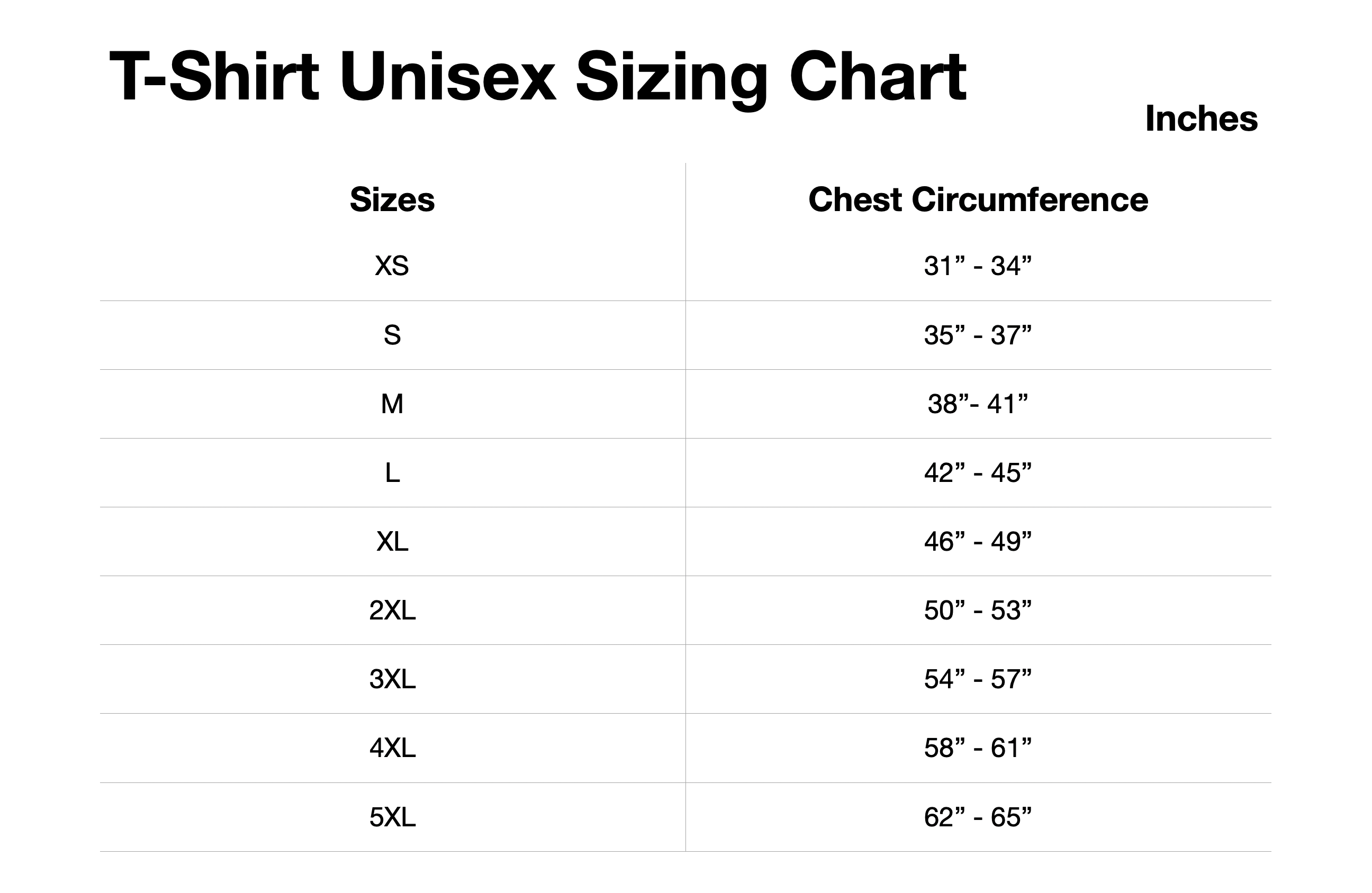 Sizing Chart