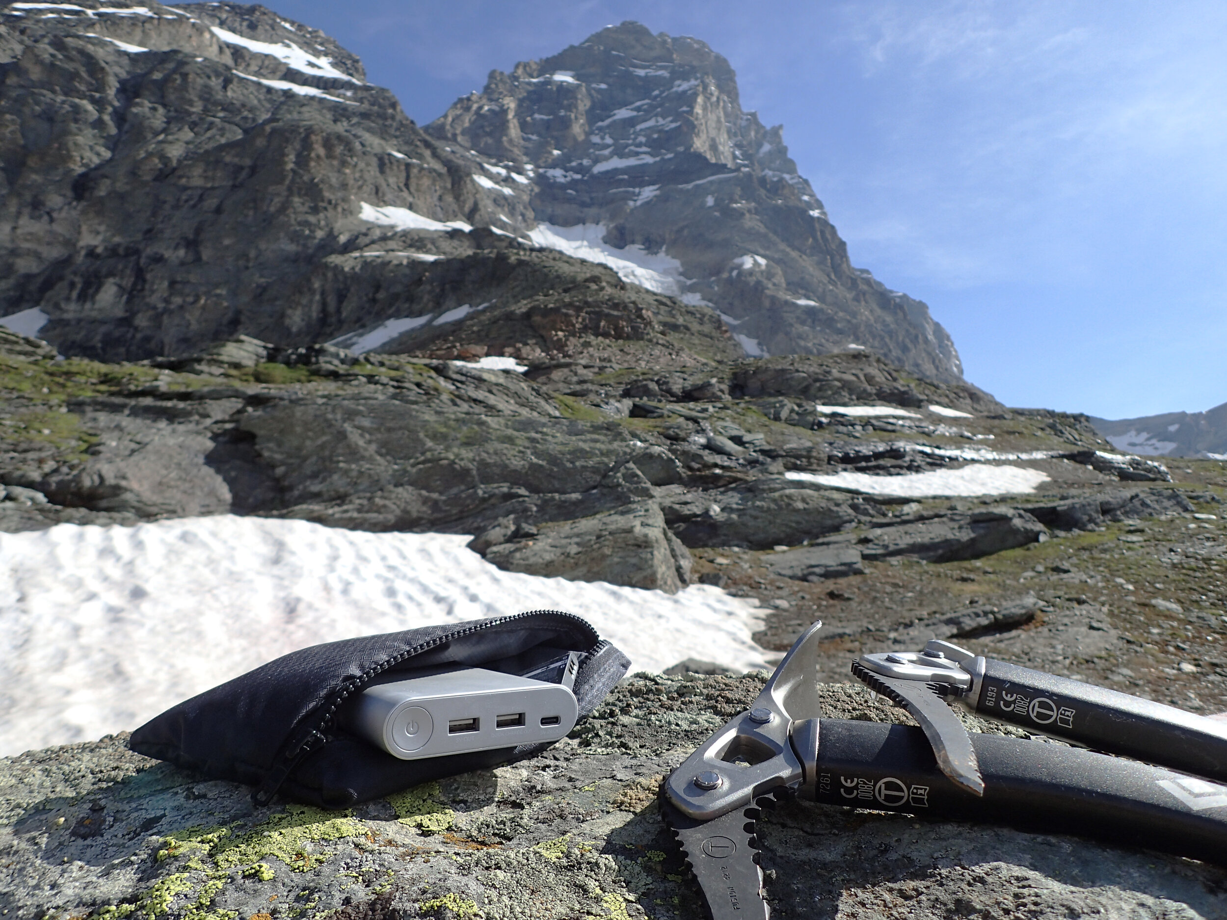 Our first space age prototype getting tested near the Matterhorn. It was destined to be a great winter phone case