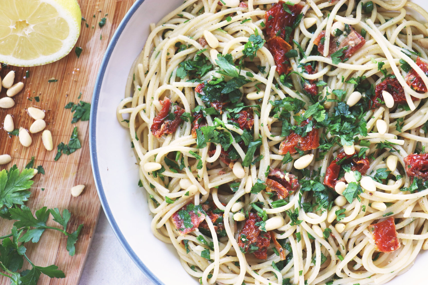 Lemon & Sundried Tomato Spaghetti — madeleine olivia