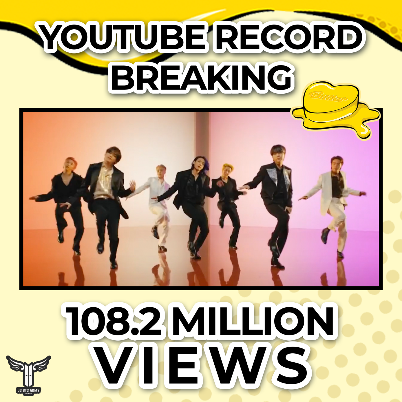 Butter' Breaks Previous 24-Hour MV Record with 108.2 Million YouTube Views  — US BTS ARMY