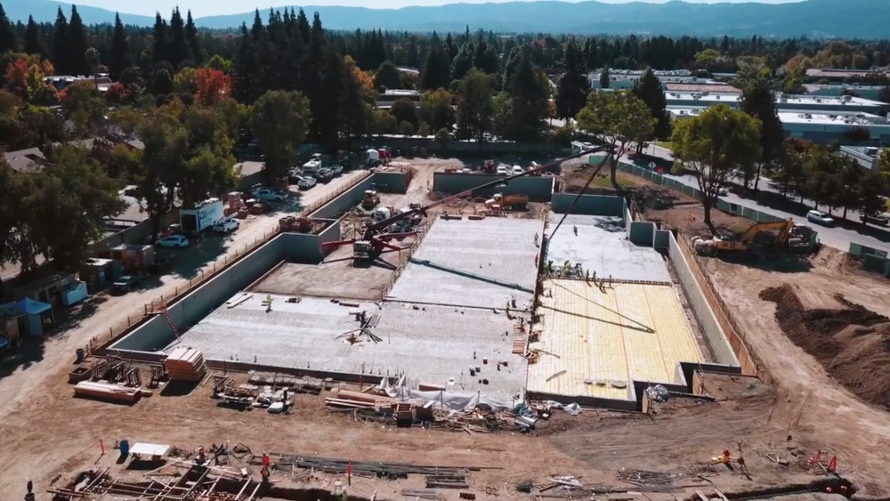 An aerial view of the new LinkedIn headquarters in Mountain View, CA being constructed with CarbonCure concrete supplied by Central Concrete Supply Co. More info about the project can be found in the  recent coverage by CNN .