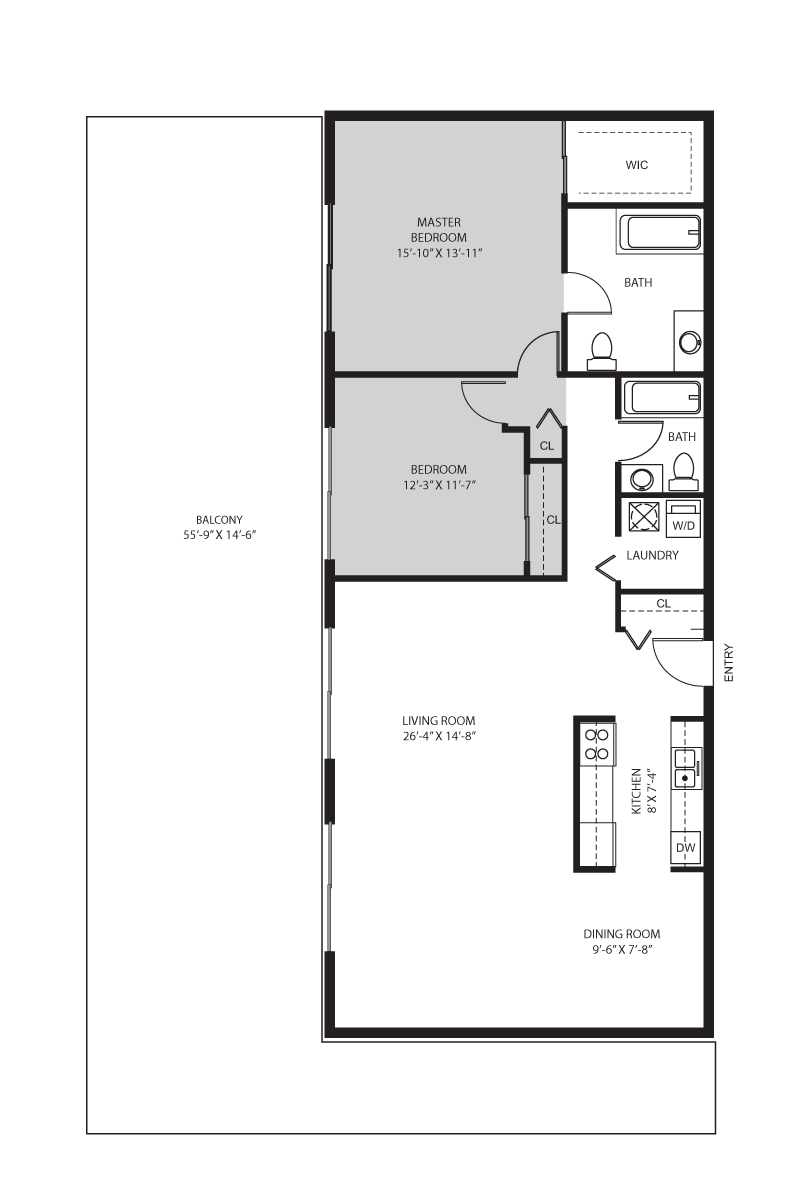 2 Bedroom / 2 Bath - D Floor Plan 5