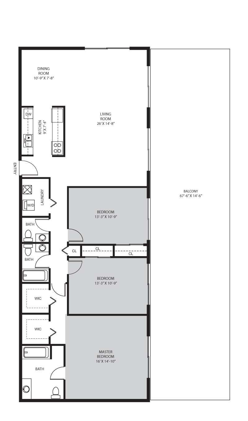 3 Bedroom / 2 Bath Floor Plan 8