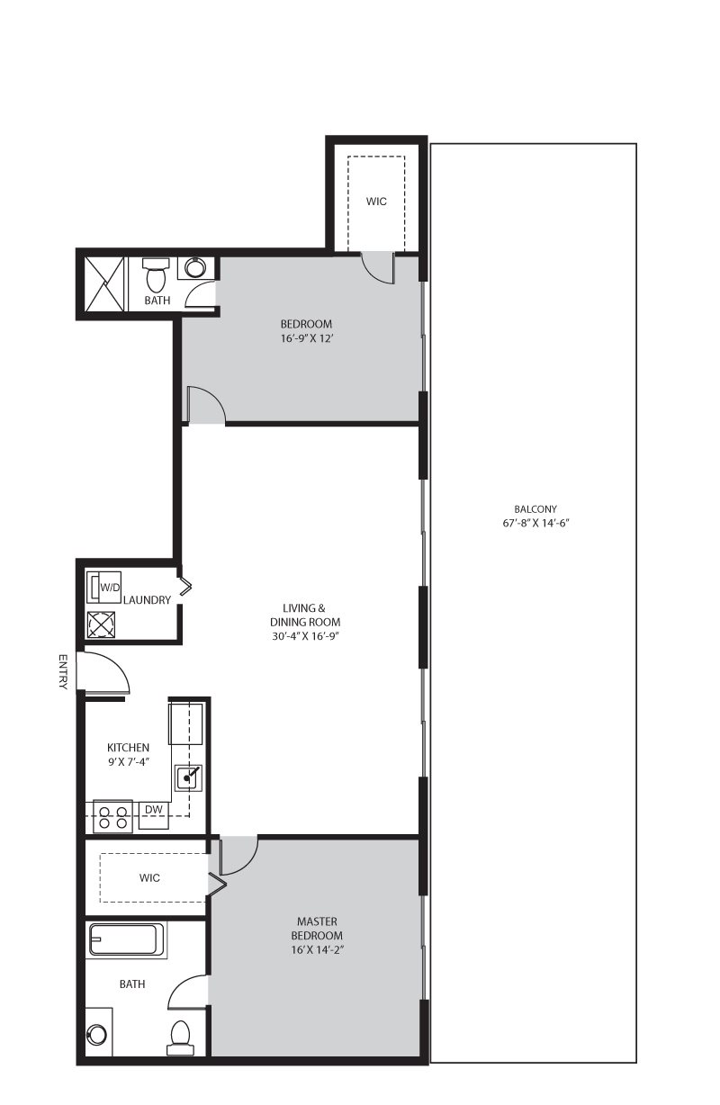 2 Bedroom / 2 Bath -  E Floor Plan 6