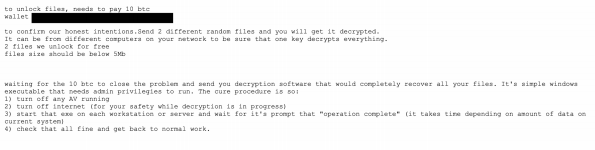 Ryuk Ransomware Email Example