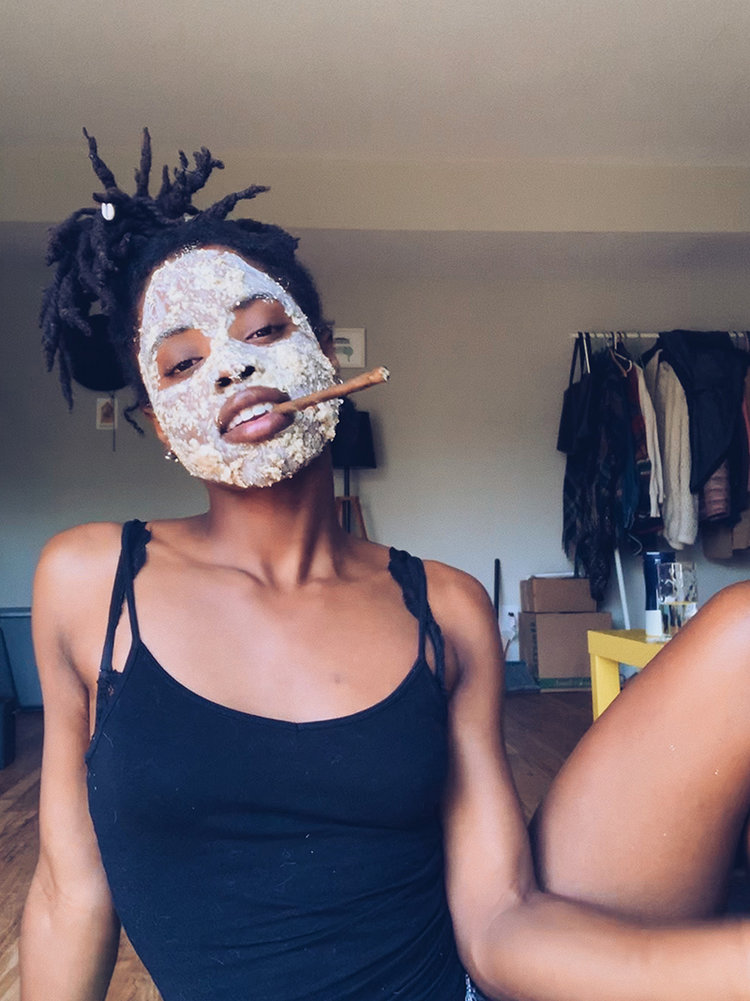 Women shown with a DIY CBD Tincture hydrating face mask.