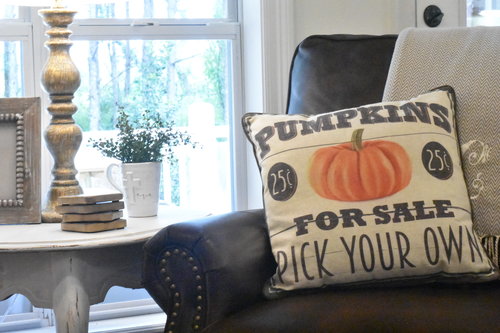 Pumpkin pillow and decorative mug from  Rubies Home Furnishings .