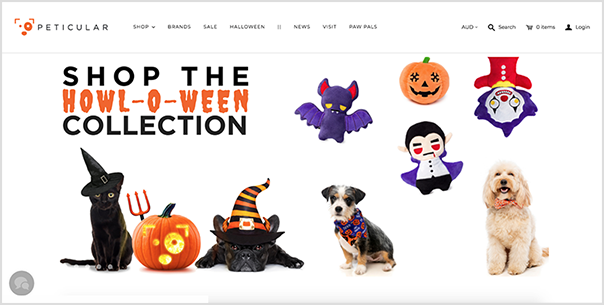 Peticular's halloween-themed website updates