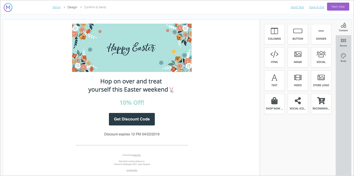 Happy Easter holiday email campaign