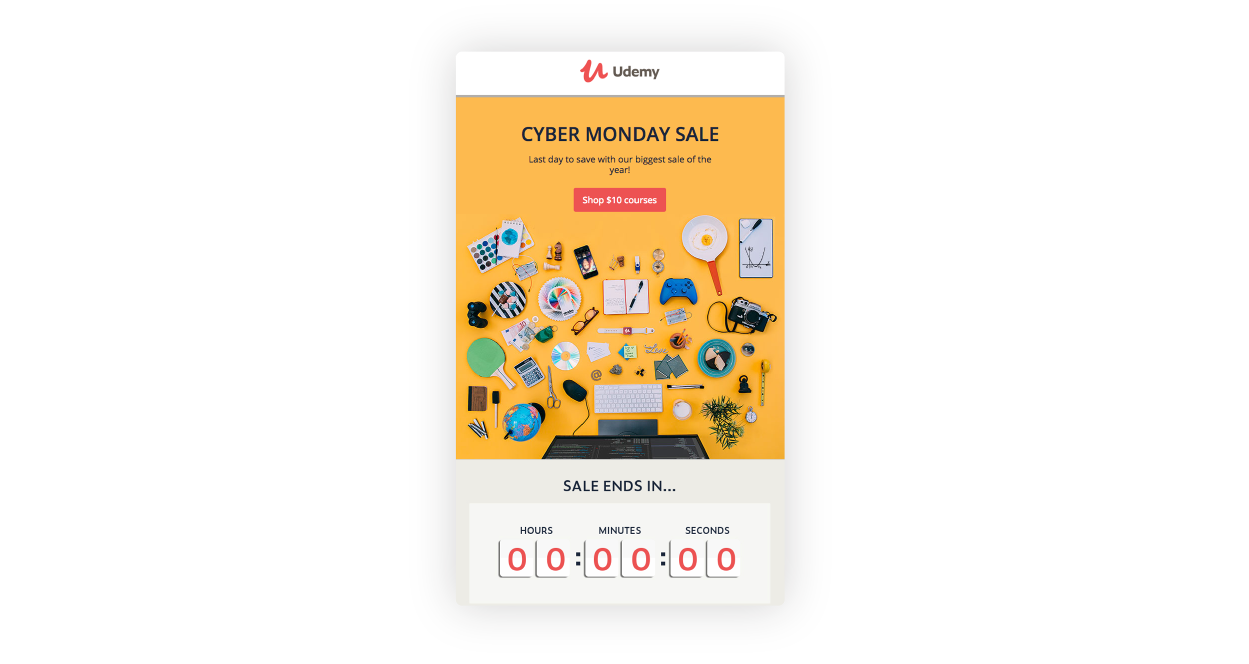 Udemy's Cyber Monday countdown timer