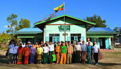 Global Playground members and Paw Myar villagers celebrating the inauguration of its newest school in Myanmar