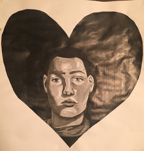  Self (Portrait) Love , Arlo Van Liew - 12” x 12” - Sumi ink - $150 starting bid 