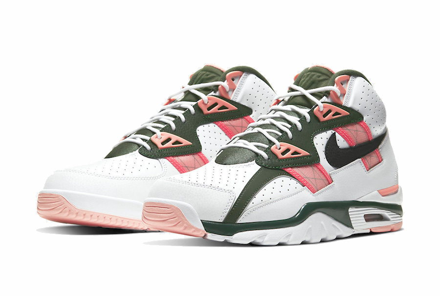 pink and green nike sneakers