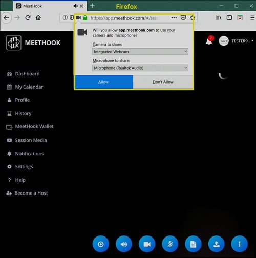 MeetHook web browser permissions