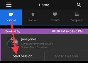 MeetHook – Sessions tab Start Session