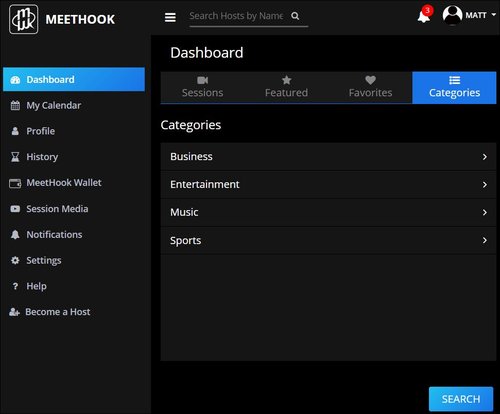 MeetHook User account layout