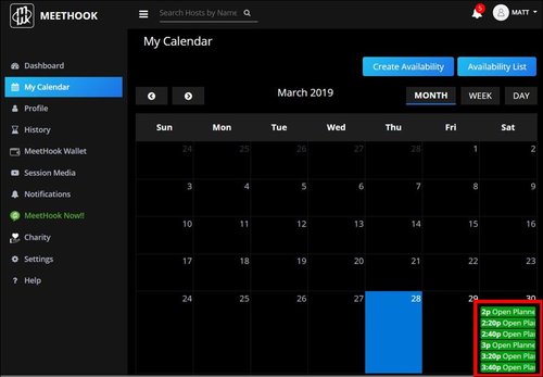 MeetHook – Calendar view