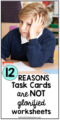 Task cards are an engaging, fun classroom activity and allow for easy differentiation, even in whole group instruction. Find out why I think they are awesome for whole group math instruction and differentiation. 3rd, 4th, 5th and 6th grade math teachers, you won't want to miss this post! Know the reasons why task cards ARE NOT just glorified worksheets!