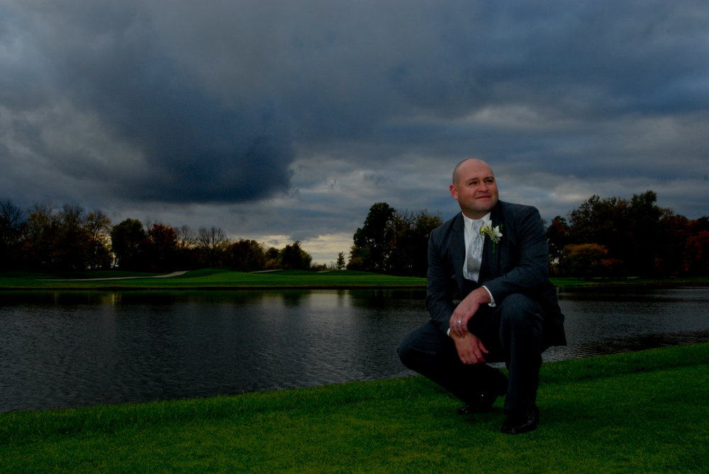 Groom, Justin at wedding venue, Heritage Golf Club in Columbus. Open Prism Photography