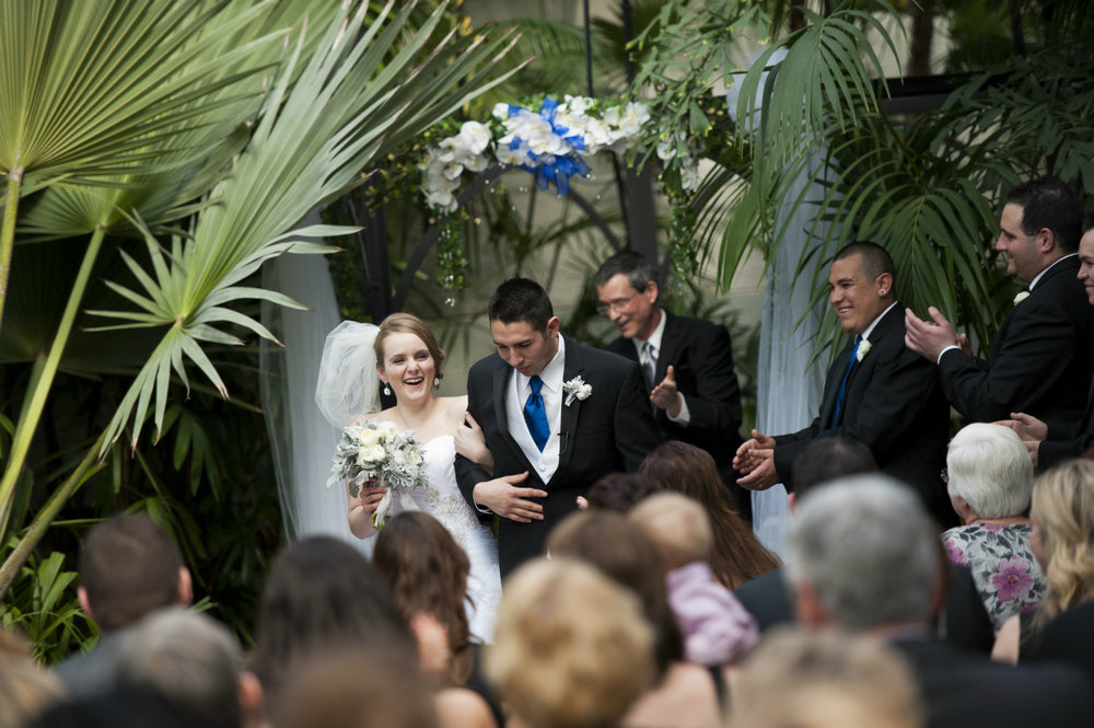Indoor wedding ceremony at Franklin Park, Officiant was Damian King