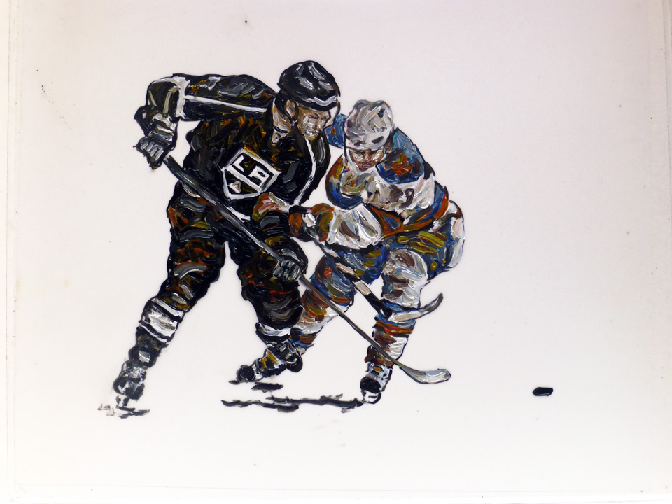 A painting of LA Kings goalie Jonathan Quick by sports artist, John  Robertsonsee his blog, John Robertson Sports Art here!