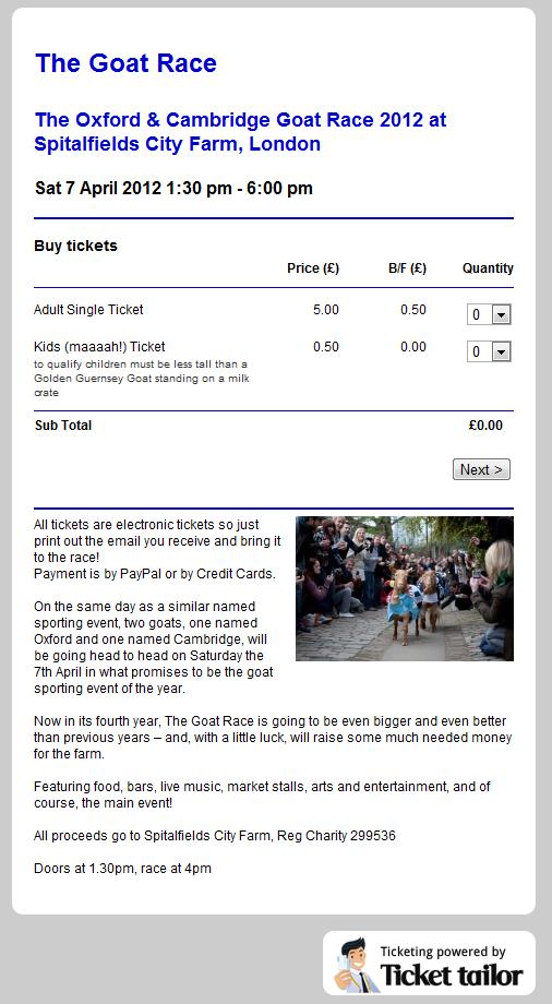 The Oxford and Cambridge Goat Race Digital Tickets