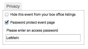 Password protect event page