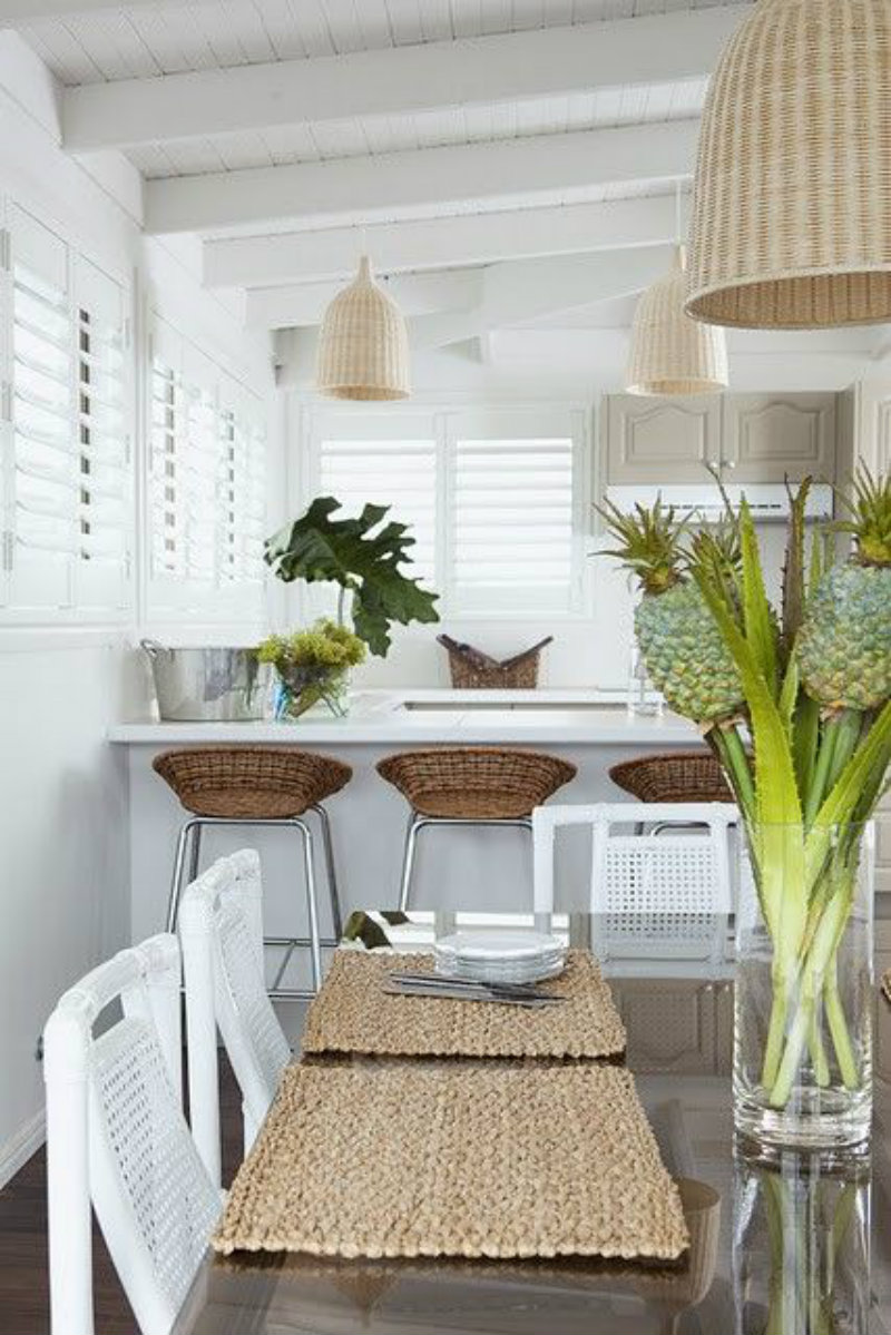 placemats, lamps, chairs, wicker