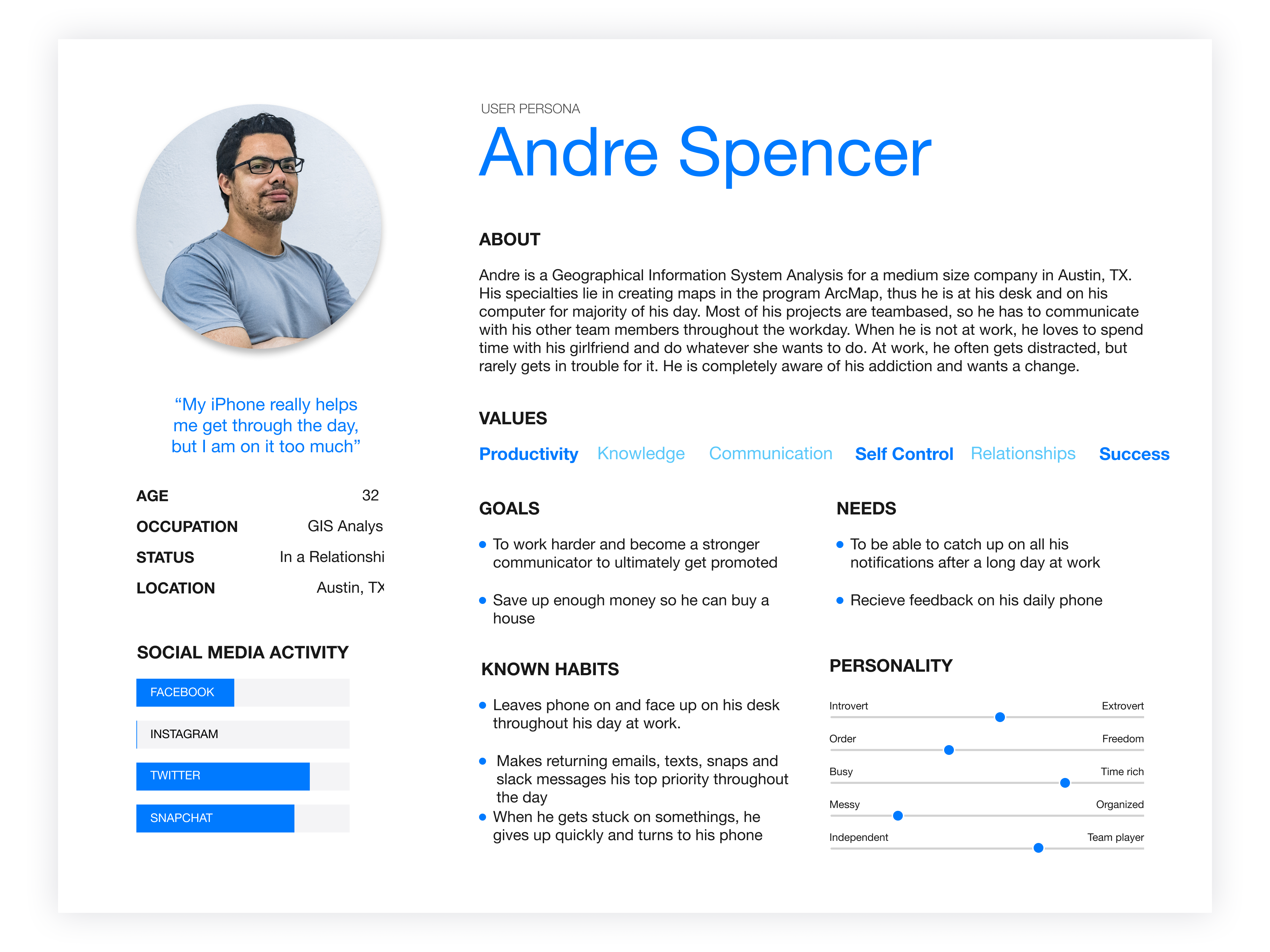 Persona for our user Andre