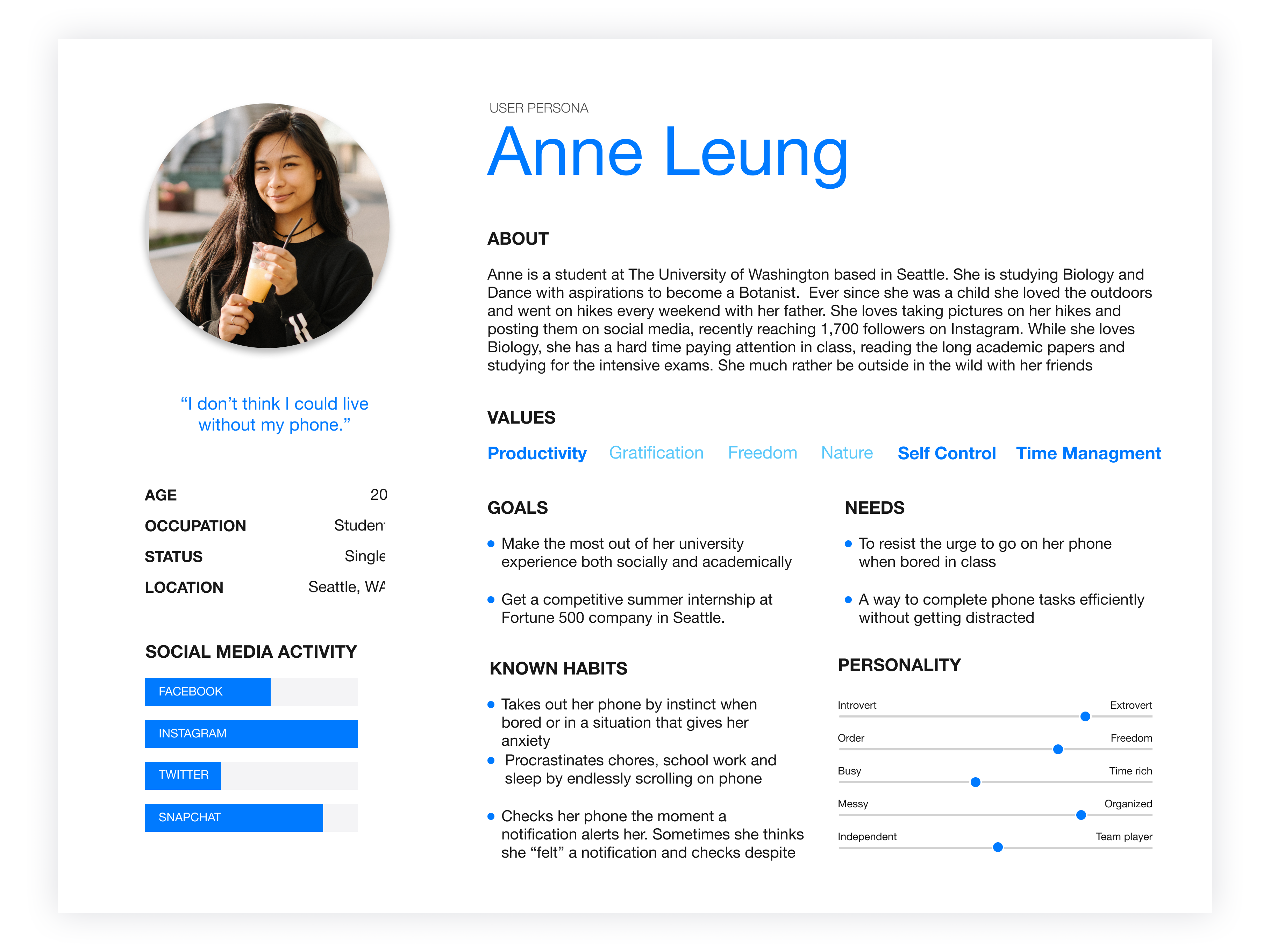 Persona for our user Anne