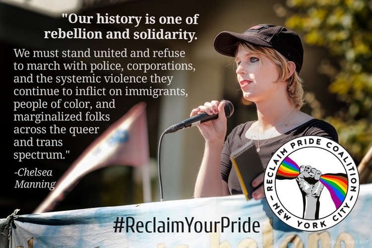 Chelsea Manning, US LGBTQIATS+ Activist and Reclaim Pride NYC Endorsee