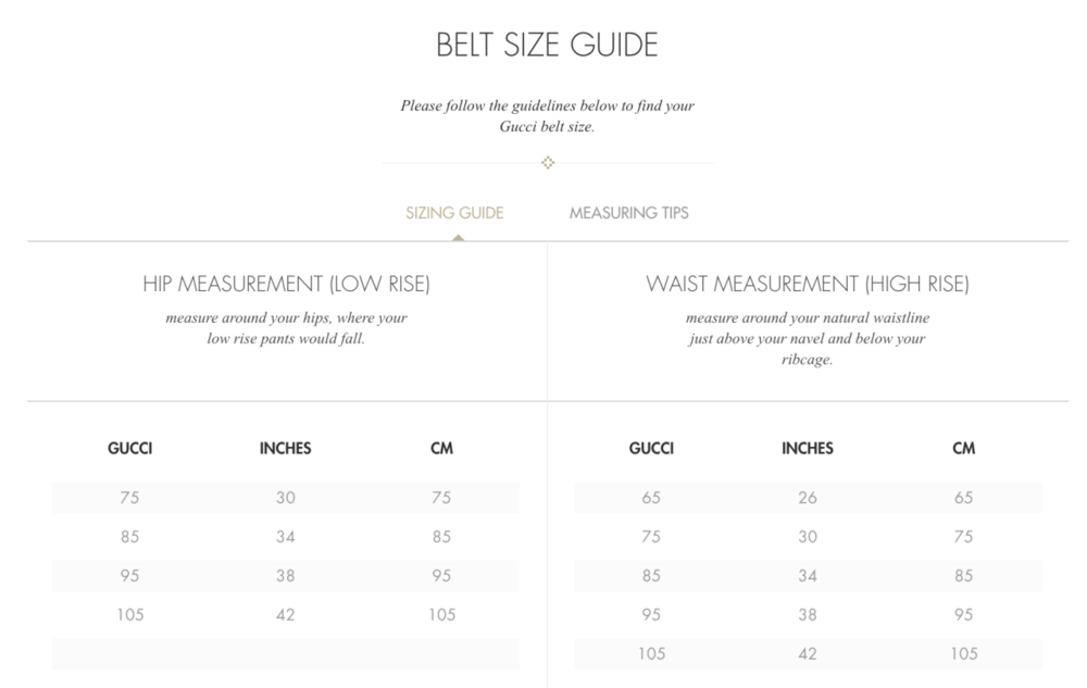 gucci belt size 95 equivalent