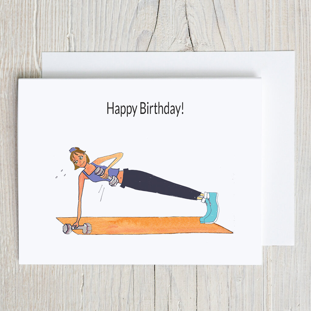 Exercise Girl - Birthday Card, Girl Lifting Weights — Andi's People