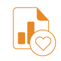 Icon of paper with chart and heart overlaying it