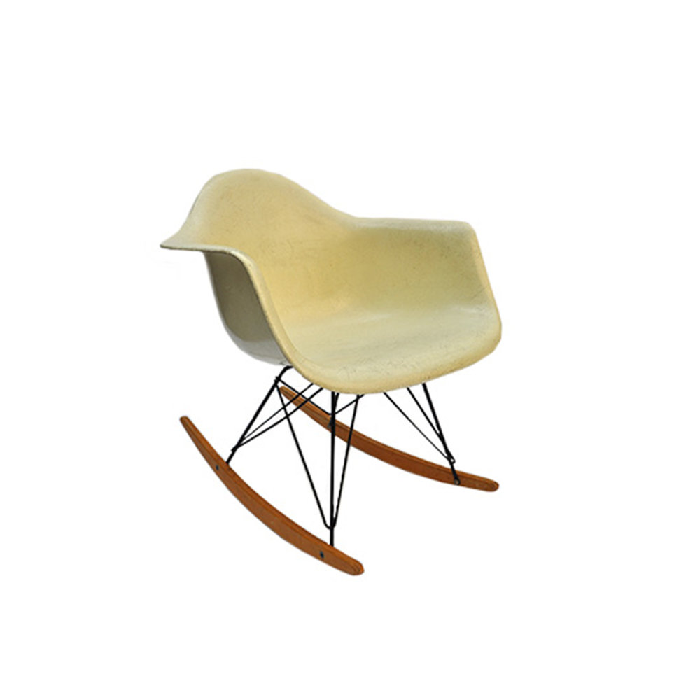 Charles Eames Style Cool White Plastic Retro Rocking Chair 