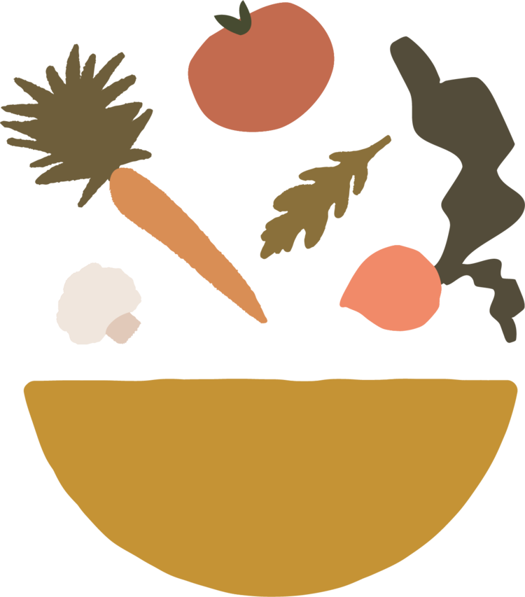 art bowl of fresh produce illustration