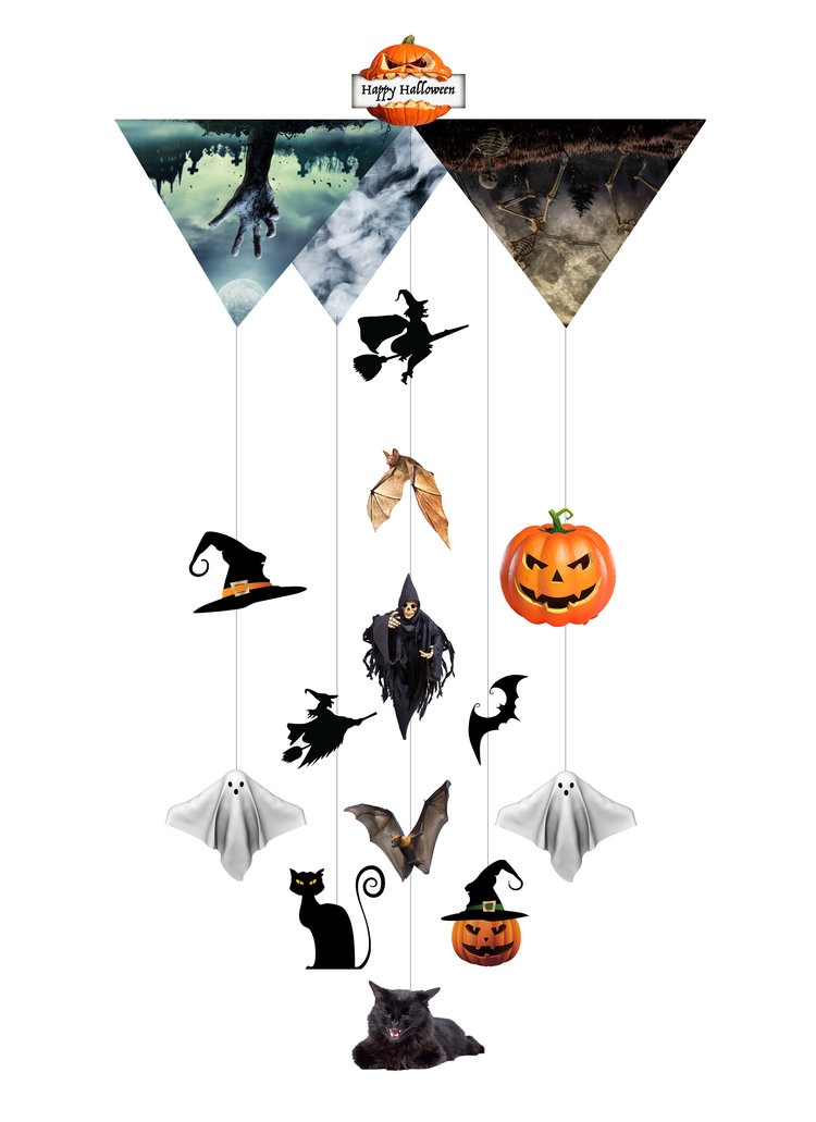 Halloween spooky Theia Chandelier Card™ opened card 