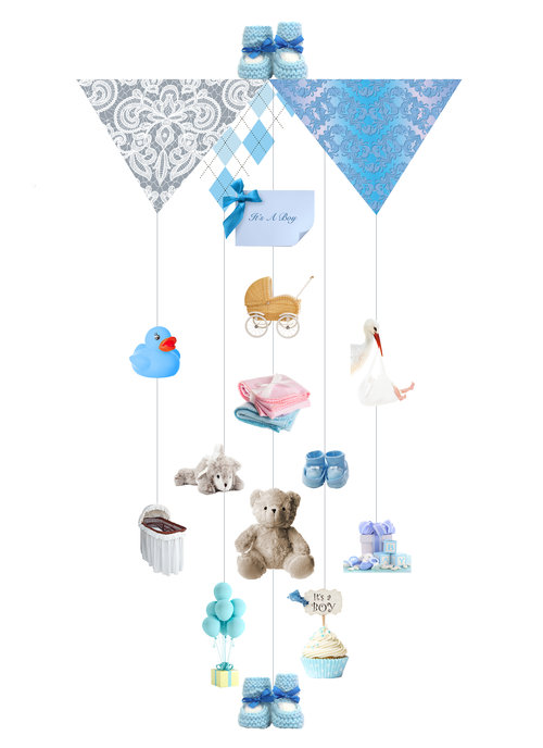 It's A Boy Theia Chandelier Card™ opened card 
