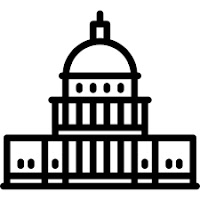 Black and white icon of the US capitol
