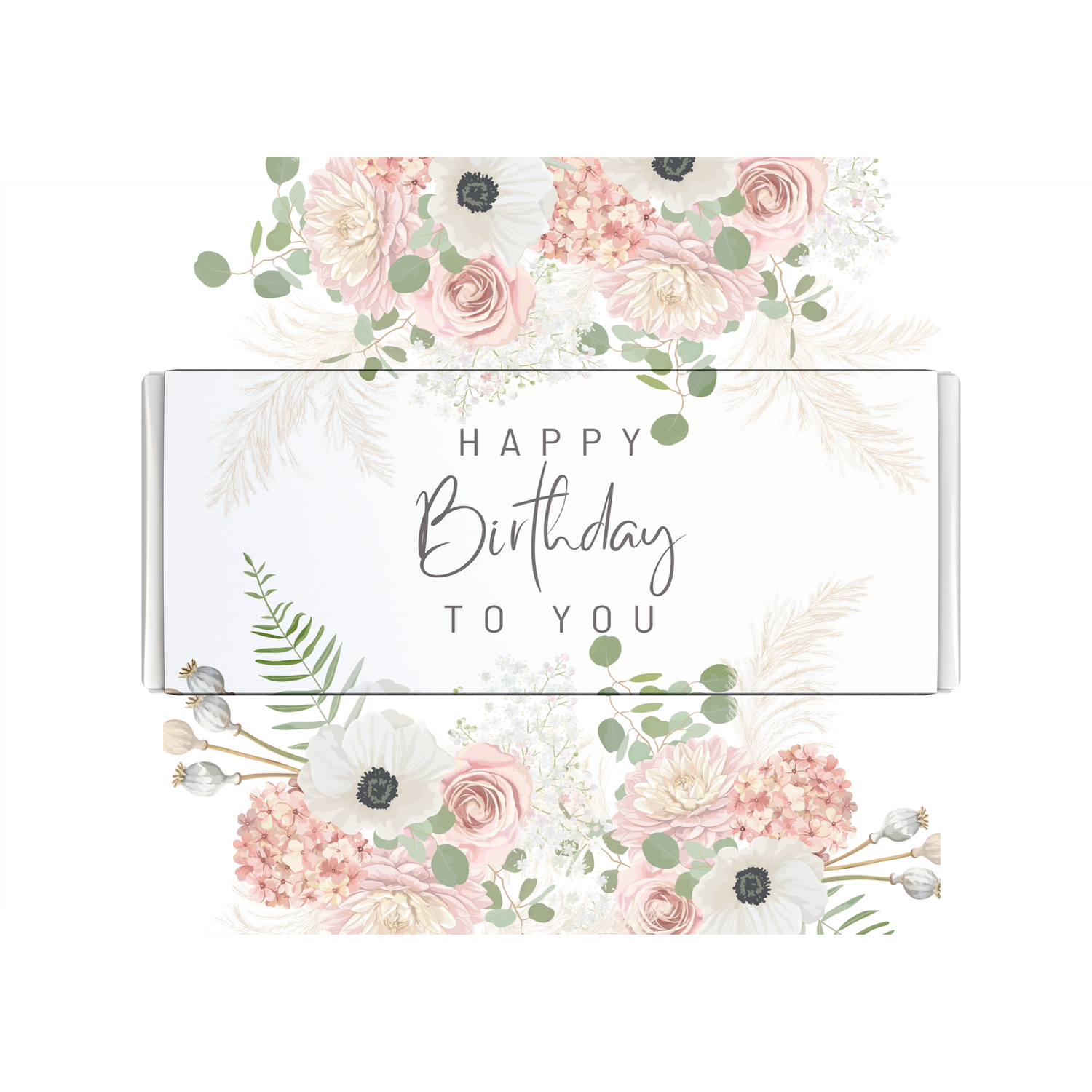 Pastel Watercolor Flower Birthday Party Design for 5x5 inch Chocolate ...