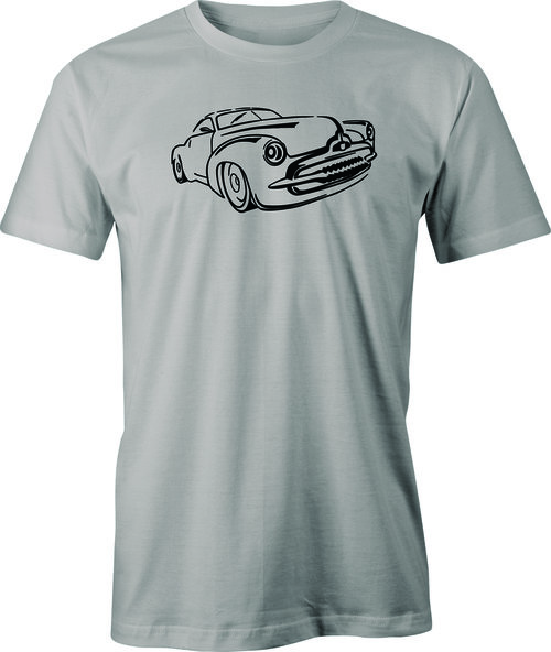 50's Custom Car, Hot Rod Drawing printed on Men's T shirt.  Free Shipping