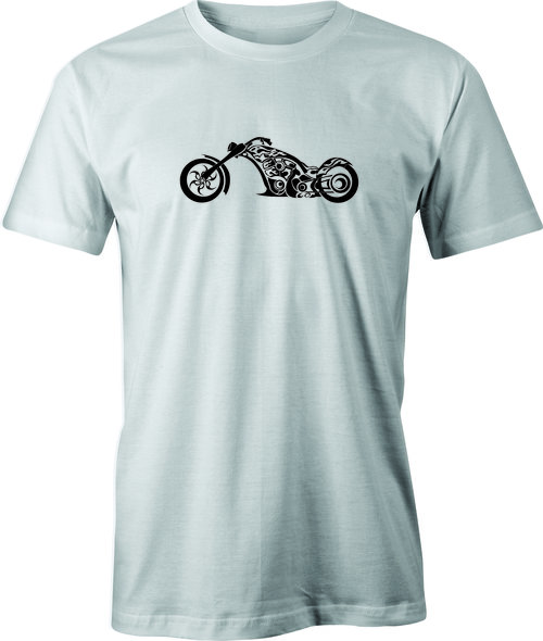 Custom Build Flamed Harley Chopper Drawing printed on men's T shirt