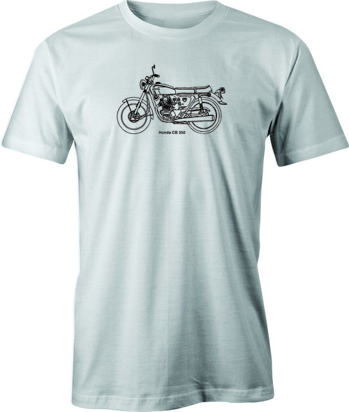 Honda CB 350 Motorcycle Drawing printed on Men's T shirt. Vintage Honda.  Free Shipping